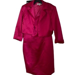 Hanna Hardy size 12 Pink satin 2 piece sleeveless dress with 3/4 sleeve jacket